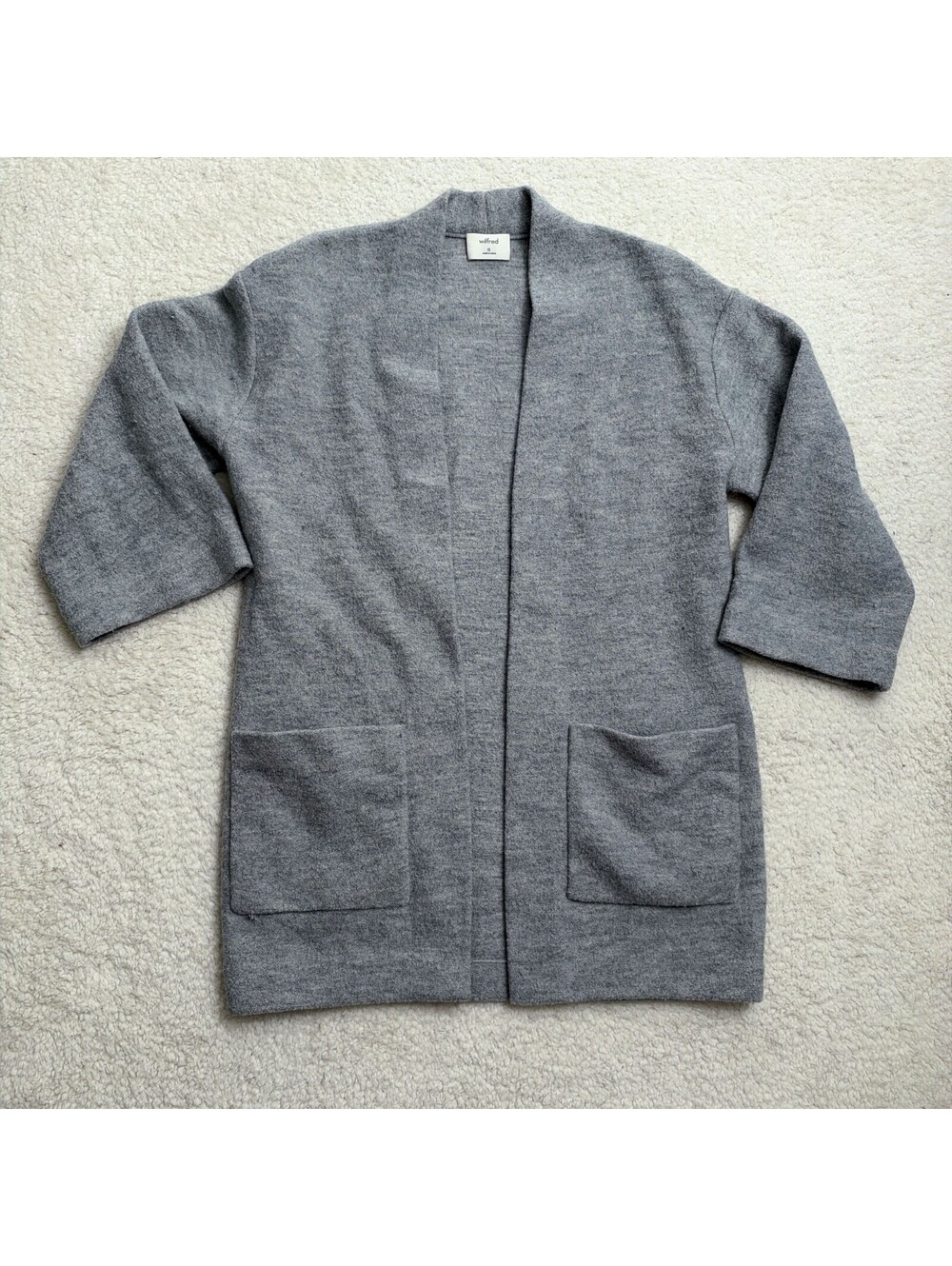 Wilfred Aritzia Long Cardigan Womens XS Gray Grey Open Front Coatigan Pockets